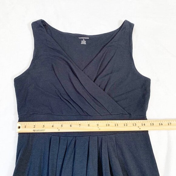 Lands' End black sleeveless cross front empire waist stretch knee length dress - Picture 8 of 8